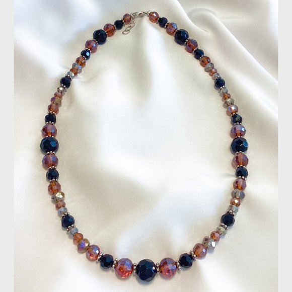 Dark Amber & Black Beaded Necklace - Picture 3 of 3